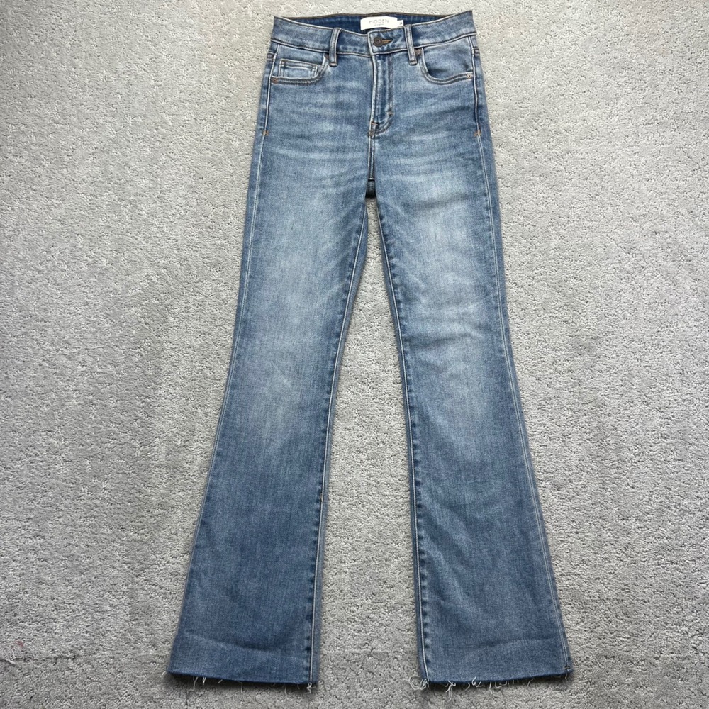 Hidden Los Angeles Jeans 24 Blue Denim Stretch Ryan High Rise Bootcut Raw Hem